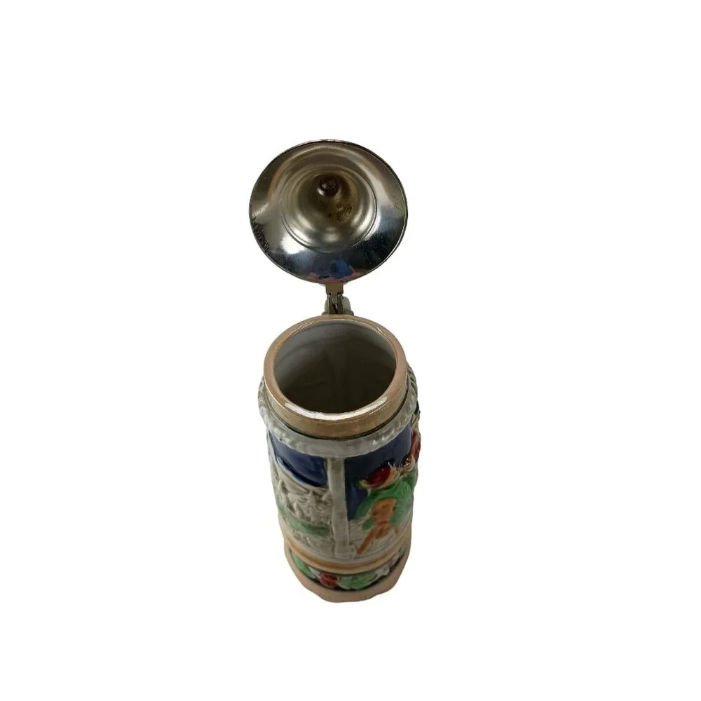 German Style Wind-Up Musical Beer Stein Mug W/Lid Vintage